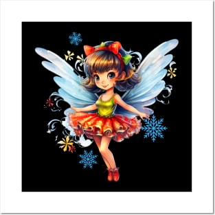 Dancing Christmas Fairy Snowflakes Fairies Posters and Art